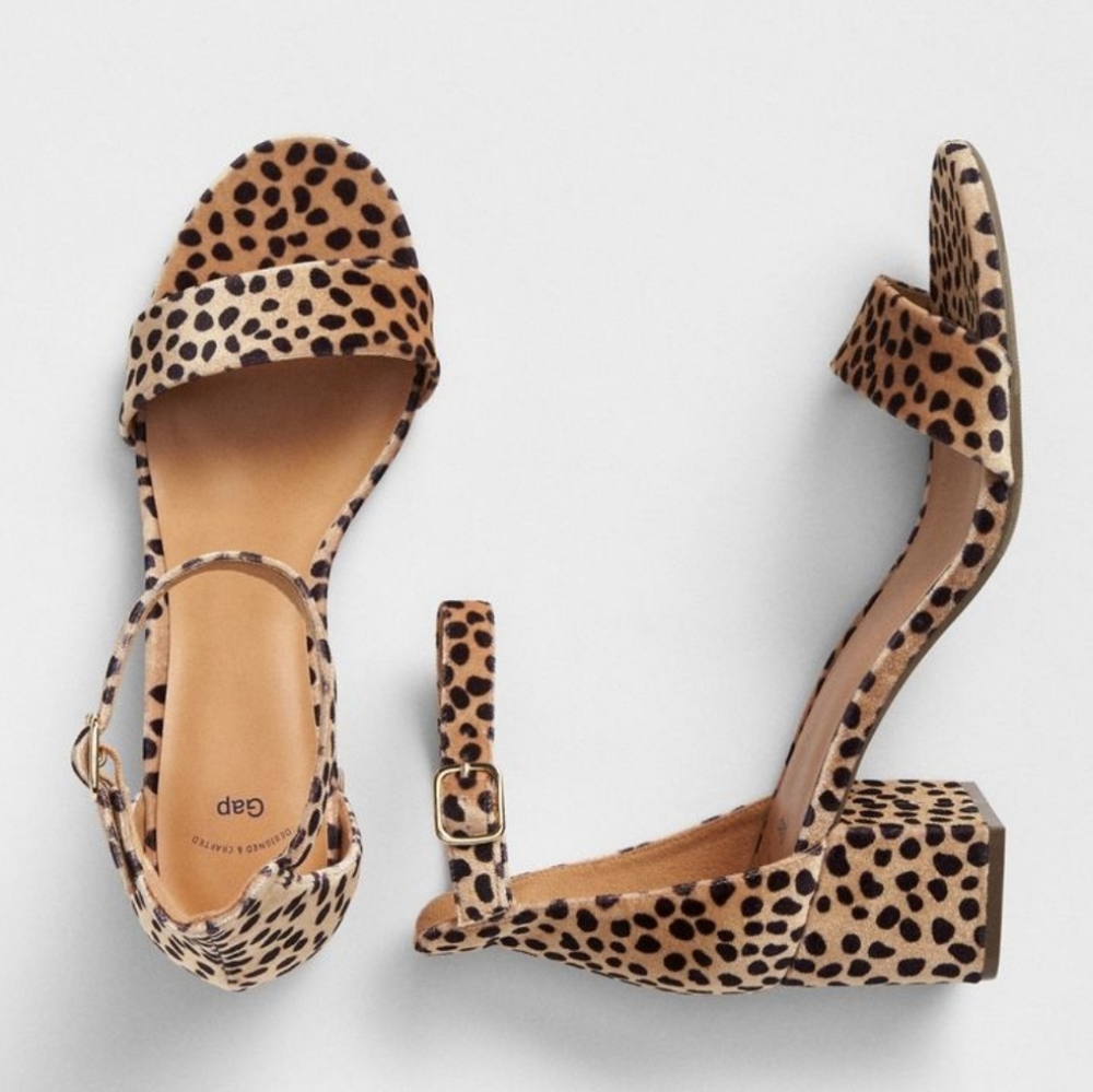 GAP Brown Cheetah Block Heel Sandals